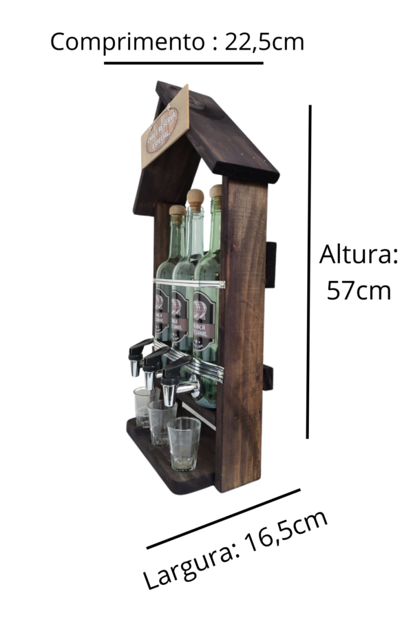 Pingômetro Chalé 3 Garrafas Simples (Porta Cachaça) - Image 4