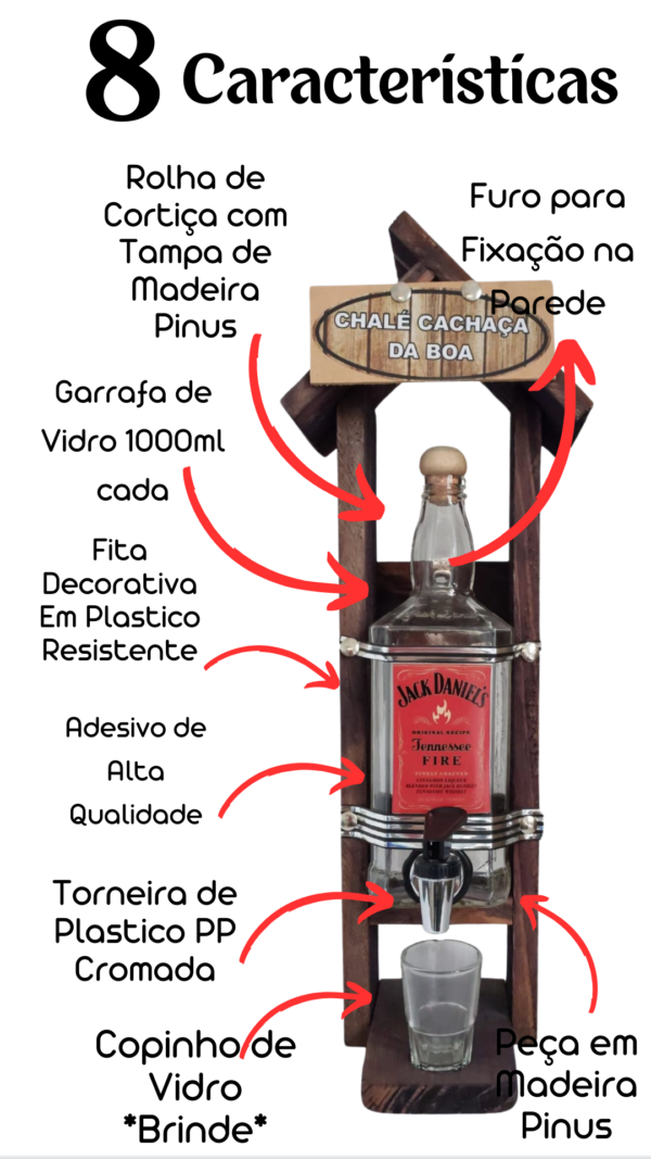Pingômetro Chalé 1 Garrafa Quadrada Jack Daniel's (Porta Cachaça) - Image 9