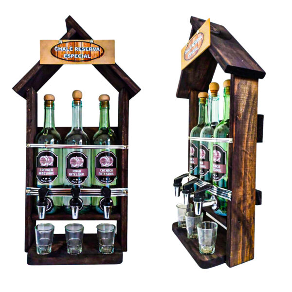 Pingômetro Chalé 3 Garrafas Simples (Porta Cachaça)